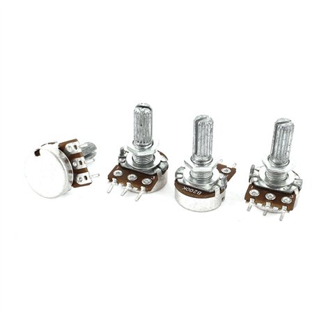 sourcingmap 4 Pcs moletée arbre contrôle Volume potentiomètres linéaire200K Ohm WH148