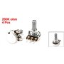 sourcingmap 4 Pcs moletée arbre contrôle Volume potentiomètres linéaire200K Ohm WH148