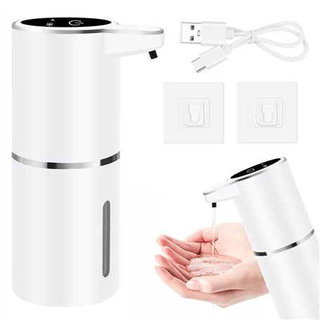 Distributeur de savon automatique 380 ml - Fixation murale - Avec capteur infrarouge - Fixation murale - Sans contact - Sans per