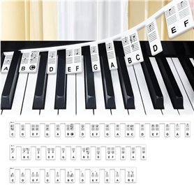 Étiquettes de Notes de Piano, Autocollant Piano Convient Aux Pianos à 88 Touches, Notes de Clavier de Piano Amovibles en Silicon Étiquettes de Notes de Piano