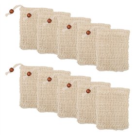 Sacs À Savon En Coton Et Lin 10 Pièces, Accessoires De Salle De Bain, Sacs En Maille De Mousse De Savon, Sacs À Cordon, Outils D Sacs À Savon En Coton Et Lin 10 Pièces
