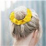 Lot de 2 chouchous et 2 pinces à cheveux élastiques pour femmes et filles (jaune)