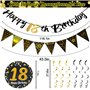 YUBBYSTU bannière Happy 18th Birthday - Banderole triangulaire pour décorations de fête d'anniversaire +18 ans anniversaire set