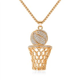 Collier de basket-ball avec pendentif en forme de panier de basket-ball pour les joueurs de basket-ball, Zinc Collier de basket-ball avec pendentif en forme de panier de basket-ball pour les joueurs de basket-ball