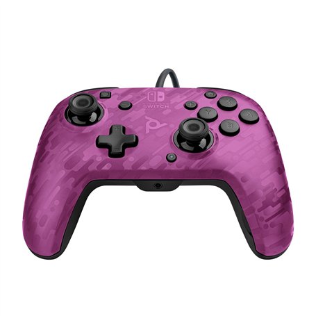 Pdp Gaming Faceoff deluxe+ Filaire Switch Pro Manette - Violet Camo - Licence Officiel By Nintendo - Customizable Buttons And Pa