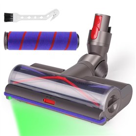 Laymi Brosse aspirateur pour Dyson V7 V8 V10 V11 V15 avec lumières LED pour tapis et sols durs Roues plus lisses Rouleau turbo-b