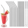 Gvolatee Paille Inox Reutilisable 12 Pcs (6 Droites + 6 Courbées)