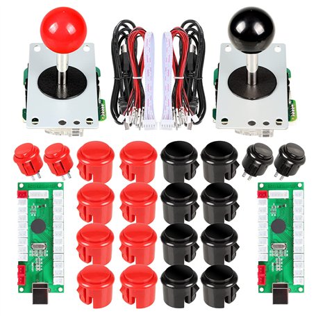 EG STARTS 2 Pièces de Kit de Jeu d'Arcade USB Pc Joystick pour Mame Jeu DIY USB Encoder + 2x 5Pin 8 Way Stick + 20 Boutons Push