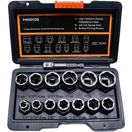 PANOVOS Lot de 14 extracteurs d'écrous et écrous à percussion pour retirer les boulons endommagés