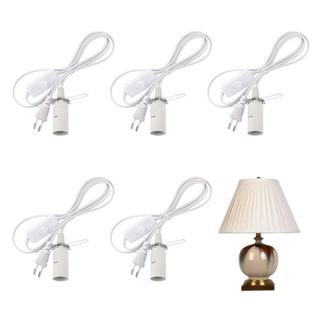 5piècesE14 vec prise blanc avec interrupteur et Câble d'alimentation 1.8m ，suspensionE14，douillelampe suspension，Supportlampedou