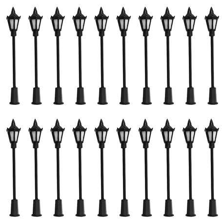 WANGCL Lot de 20 mini lampadaires LED en plastique à l'échelle 1/100 pour bacs à sable