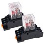 WANGCL Lot de 2 mini relais électromagnétique AC 24 V 8 broches relais DPDT relais 2 NO+2 NC avec base de prise indicateur LED