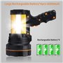 MAYTHANK Lampe de poche LED ultra lumineuse rechargeable avec grande batterie 10 000 mAh Lampe à main puissante Projecteur de re