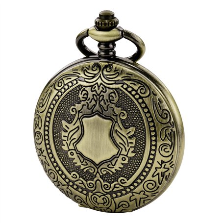 TREEWETO Montre à Gousset mécanique en Bronze avec Chiffres Romains et chaîne pour Homme et Femme Coffret Cadeau Inclus