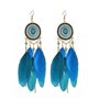 BJH Earrings d'oreilles Pendantes élégantes Boucles d'oreilles Frange Plumes Longues Boho Bleu
