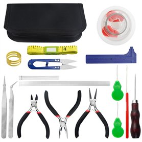 XLX Kit de réparation de 24 pièces avec pince multifonctionnelle et fil de perles pour bijoux Bouddha perles noyer olive XLX Kit de réparation de 24 pièces avec pince multifonctionnelle et fil de perles pour bijoux Bouddha perles noyer olive