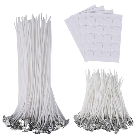 Mèches de Bougies Kit de Fabrication de Bougie Mèches Pré Ciré avec Mèche Autocollants Support Mèche Bricolage 212 Pièces