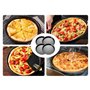 Kellegour 4 Pièces Plaque à Pizza Ronde,Plat à Tarte pour Four Anti-Adhésif,Antiadhésif Plat à Pizza en Acier Inoxydable,Moule à