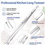 Pince de Cuisine en Acier Inoxydable,2 Pcs 30.5 cm Pince Cuisine Pincettes Longues de Cuisine Pinces à Barbecue pour Cuisiner Gr