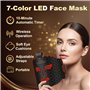 Rkdely Masque LED Visage 7 Couleurs, Masque Visage Lumière Rouge, Masque Led Silicone à Commande Sans Fil avec Timer Automatique