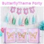 NPZ-Butterfly-10P Lot de 10 sacs cadeaux en papier colorés avec anse pour anniversaire d'enfant, filles, sacs cadeaux d'invités