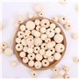 100 Pièces Perles en Bois,Grosse Perle Bracelet,Avec Trou a Boule de Grosses Perlage Bijoux Coffret Jouet Mixte,Petites Naturell