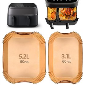 120PCS Papier Cuisson Air Fryer pour Moulinex EZ901820/Philips Airfryer Dual Basket 3000/5000,Food-Grade BPA Gratuit,Jetable Ant 120PCS Papier Cuisson Air Fryer pour Moulinex EZ901820/Philips Airfryer Dual Basket 3000/5000