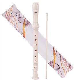 Czzmy Flûte à bec soprano,avec sac en cuir pu, tige de nettoyage et tableau des doigtés,8 trous C clé Flûte à bec doigté baroque Czzmy Flûte à bec soprano
