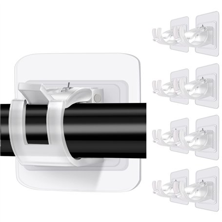 Lot de 8 supports de tringle à rideaux ZMDMAH sans perçage - Support de tringle à rideau autocollant transparent - Support de cr