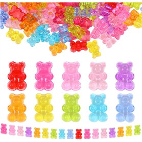 UCLEVER 200 perles en acrylique transparent ours, perles ours gommeuses multicolores pour bracelets, colliers et DIY, mignons ch UCLEVER 200 perles en acrylique transparent ours