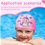 Bonnets de Bain Enfants, 2 Pièces Bonnet de Bain en Polyester pour Enfants de 4 à 10 Ans, Bonnet de Bain de Conception de Cygne