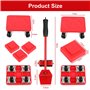 Kit De Déplacement Meuble Lourd – 4 roulettes Pivotantes 360° et 1 Levier De Levage Meuble Lourd Capacité de Charge 300KG pour D