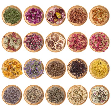 Xbessc 20 Pack Fleurs Séchées Fleur Sechee Naturelles pour Bougies Fleur Sechees Decoration Rose Jasmin Lavande Oeillet Magnolia