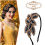 Diademe Femme,Bandeau Cheveuxs 1920 pour Femmes Déguisements Fête Années 20,Coiffe Vintage Années 20,Cerceau Cheveux Flapper Vin