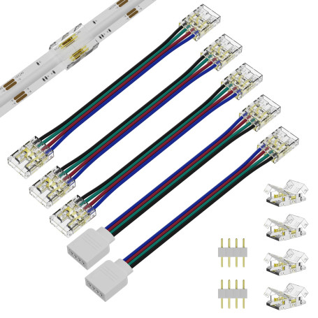 PAUTIX Kit de 11 Connecteurs LED 10mm 4Pin pour Ruban COB