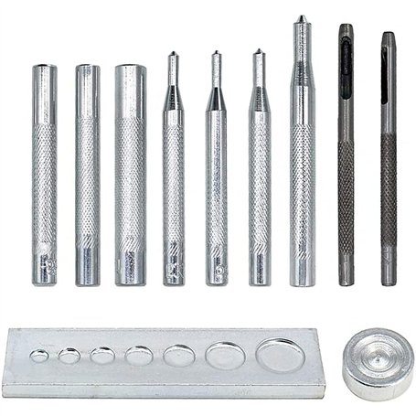 CENPEK Lot de 11 outils de bricolage en cuir avec base pour percer le trou et installer le bouton à rivet