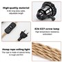 Douille E27 avec Câble 6.8m en Corde de Chanvre Tressée Vintage et Interrupteur, Suspension Douille E27 Corde pour DIY Lampe Sus