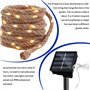 Guirlande lumineuse solaire d'extérieur - 7 m - Avec 100 LED - IP65 - Corde en coton - Pour jardin, balcon, terrasse, Noël - Bla
