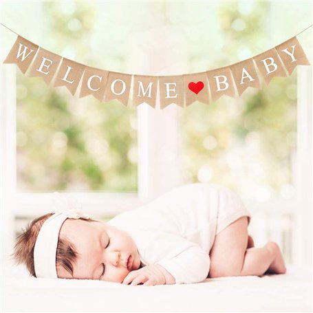 Linge de maison Bienvenue bannière de bébé rustique lettre lettre Pennant Garland 2.8 M Home Decor pour la maison