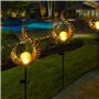 Lot de 2 lampes solaires d'extérieur en métal creux - LED décoratives - Lampe solaire d'extérieur - Torche solaire - IP65 - Déco