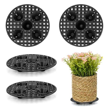 EASYKEENECOM 4 Pcs élévateurs Pot Fleurs Maille Pad - Tapis Ronde De Drainage en Plastique pour Intérieur Terrasse Bonsai Extéri