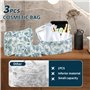 3 Pièces Trousse de Toilette Femme en Coton Matelassé, Ensemble de Sacs à Cosmétiques de Voyage avec Motif Floral, Grand Sac à M