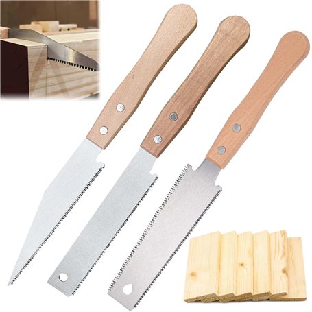 Lot de 3 petites scies à main pour le travail du bois - 31 cm - Scie à placage - Petite scie à main - Scie à bois japonaise pour