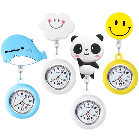 GOMETY Lot de 4 montres d'infirmière rétractables - Avec pointeur lumineux - Pour médecin