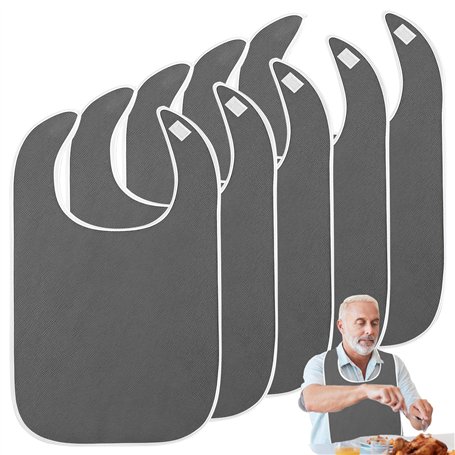 WANDGU Lot de 5 bavoirs pour adultes : bavoirs réutilisables en tissu éponge 75 x 45 cm