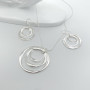 Plaqué Argent Cercle Ensemble Collier Pendentif Boucle d'Oreilles Géométrie