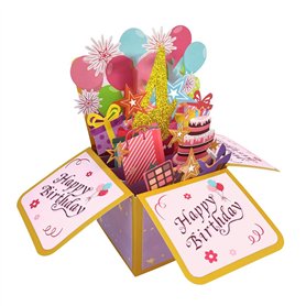 Carte pop-up « Happy 4th Birthday » pour fille