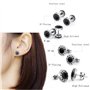 8 Paire Hommes inoxydable Boucles d'oreilles en acier, 8 mm boucles d'oreilles clip émail lunette ronde piercing oreille piercin