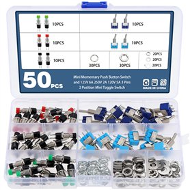 Faankiton 50 pièces Mini Interrupteur à Bouton-poussoir Momentané et 125V 6A 250V 2A 120V 5A 3 Broches 2 Positions Mini Interrup Faankiton 50 pièces Mini Interrupteur à Bouton-poussoir Momentané et 125V 6A 250V 2A 120V 5A 3 Broches 2 Positions Mini Interrup