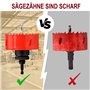 Scie cloche 160 mm, M42 HSS M42 - Pour bois, aluminium, tôle de fer, tube en plastique, profondeur de coupe 44 mm (rouge)